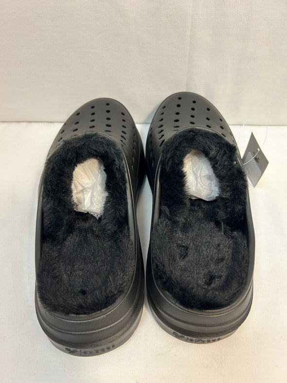 Fur Lined Cozy Clog Slippers, NEW, Black, Size 8
