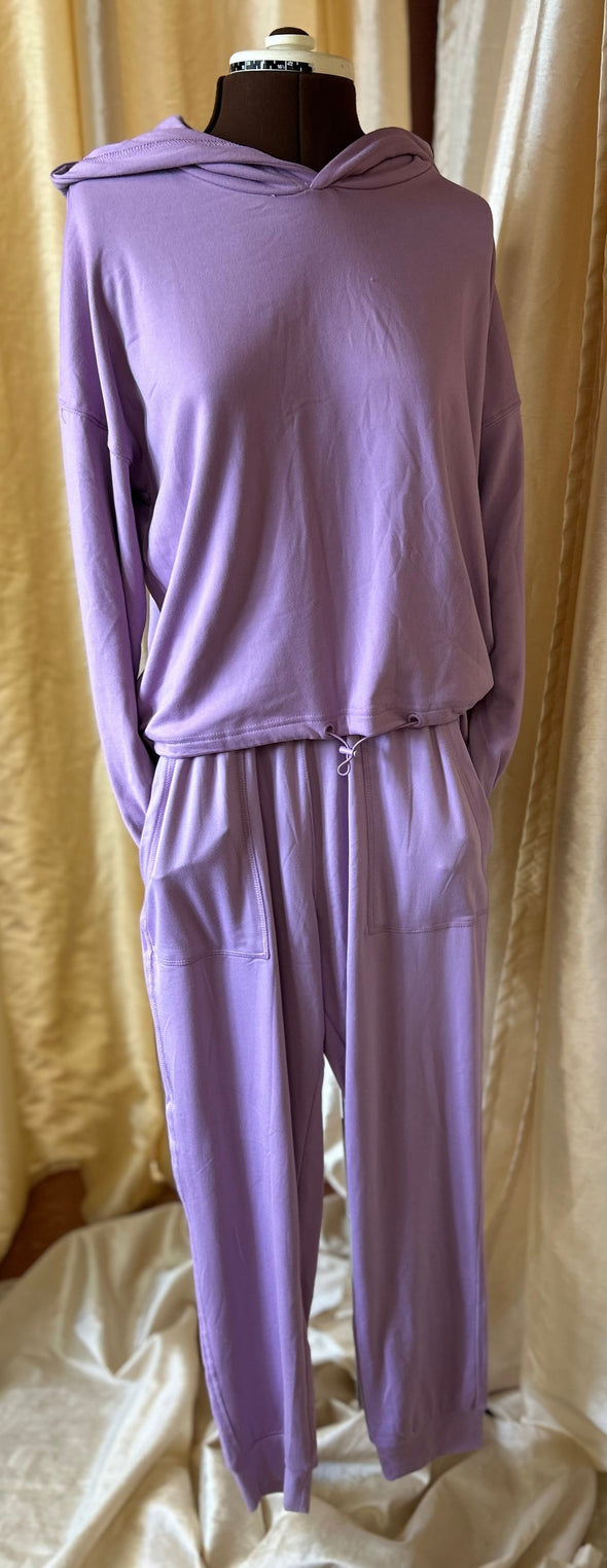 Casual 2-Piece Hooded Suit, Lilac, Size Medium, NEW