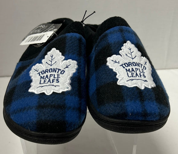 Men's Mule Slippers With Team Logo, Blue Plaid Size 9-10NEW