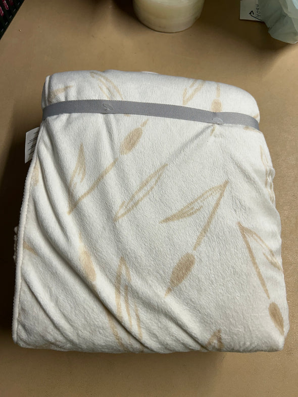 Infant Baby Blanket, Cream Print Reverses to Taupe, 72x102cm, NEW
