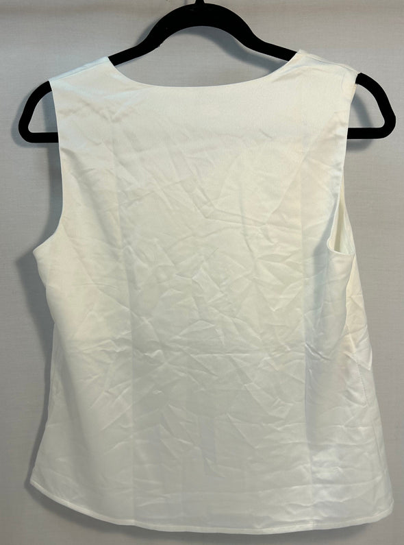 Ladies V-Neck Sleeves Pull-On Top, White, Polyester, NEW