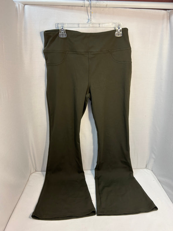 Ladies High Waist Bell Pants, Green XL/33" NEW