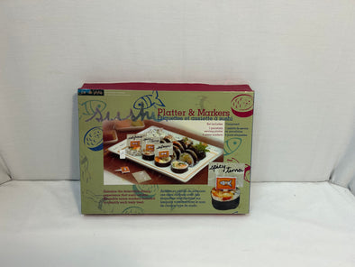 Sushi Platter & Markers Set, 11" x 8", NEW In Original Box