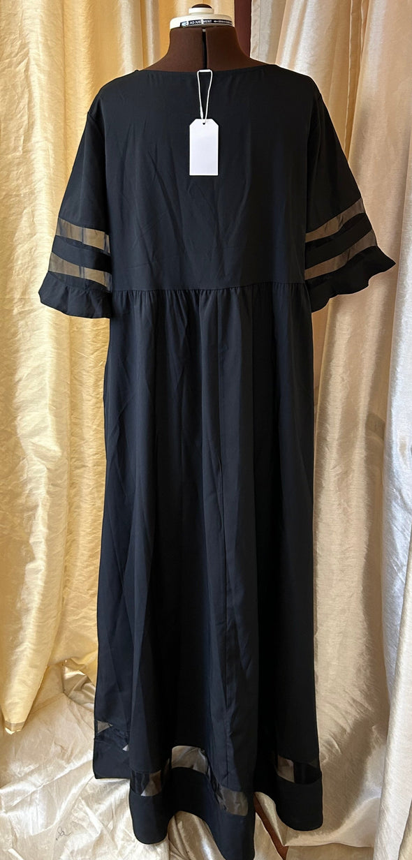 Maxi Bell Sleeve Dress, Black, Size 16, Polyester Blend, NEW