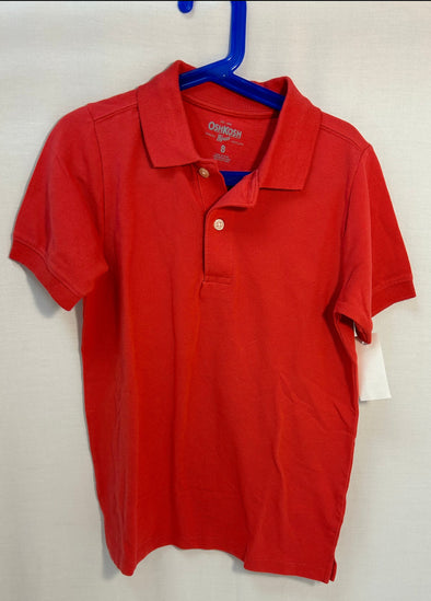 Child’s Short Sleeve Polo Shirt With Collar, Red, Size 8