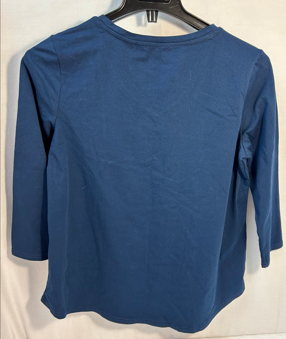 Ladies Long Sleeve Active Wear V-Neck Pullover Top, Size Large