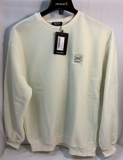 Oversize Men's Fleece Shirt, Cream, Size Small