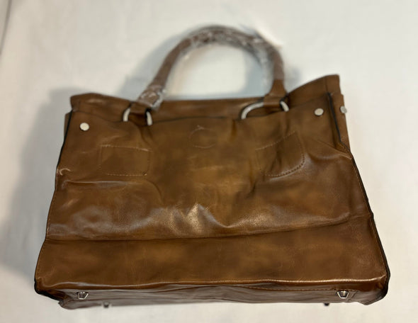 Women's Tote/Handbag, Brown Pleather, 13" x 10" NEW