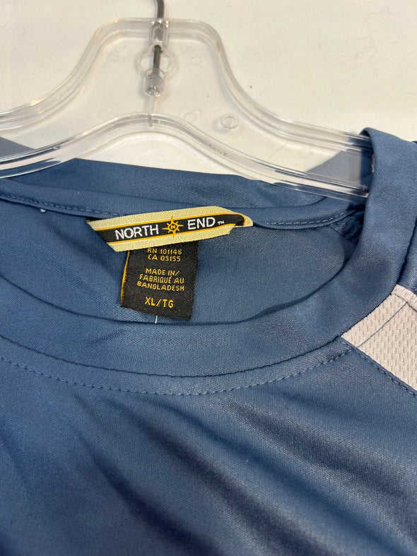 Men’s Active Wear  Short Sleeve Shirt, Blue, Crew Neck, Size XL