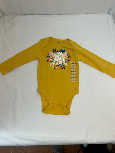 Unisex Long Sleeve Graphic Bodysuit for Baby, Mustard, 18M, NEW