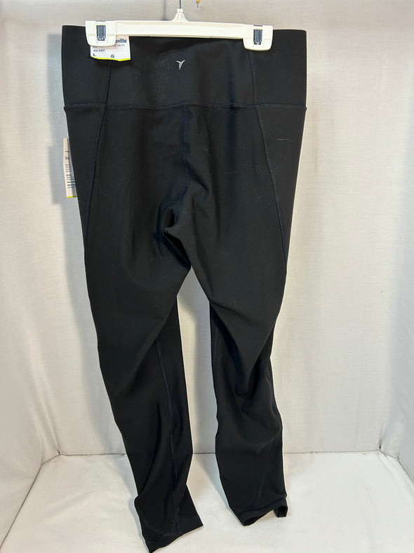 Active Wear High Waist Stretch Pants, Black, 7/8 Length Size Large