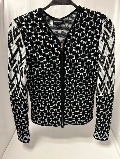 Ladies Long Sleeve Designer Zip Front Jacket, Multi Colour, 42 Med.