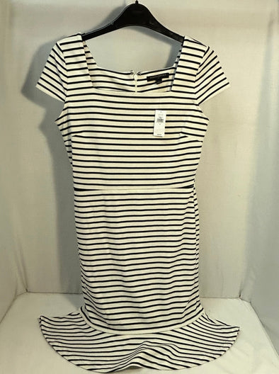 Cap Sleeve Stripe Dress Black/White Stripe, Size 2, NEW