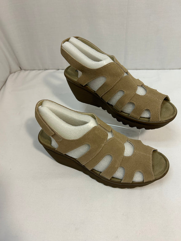 Ladies Wedge Sandals, Beige, Size 7