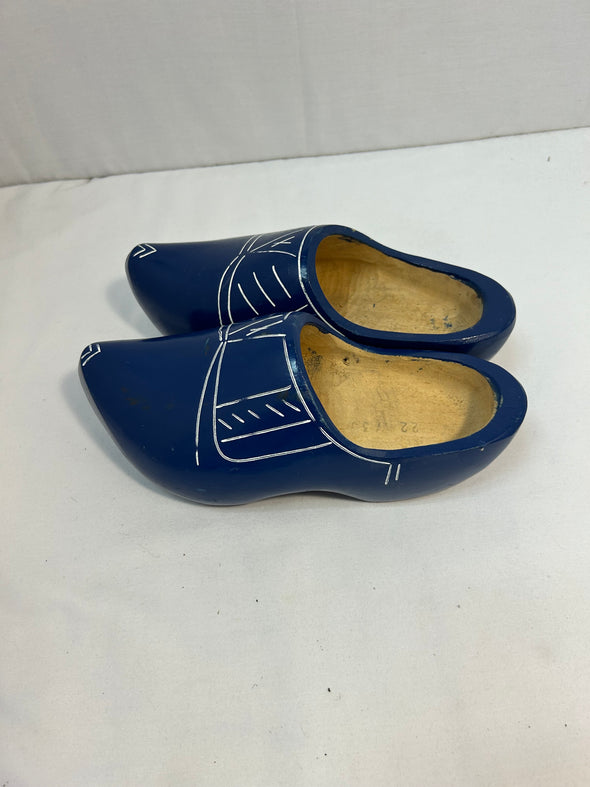 Dutch Wooden Shoes, Painted Blue/White Approximately Size 8