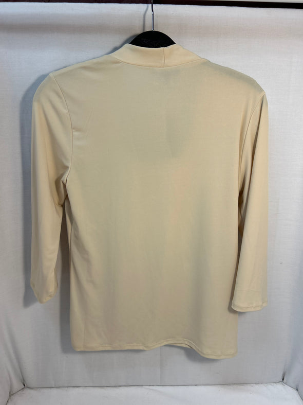 Ladies 3/4 Length Sleeve Round Neck Pullover Top, Almond, Small