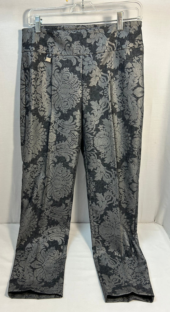 Ladies Designer Brand Pants, Floral Metallic, Size 10, NEW