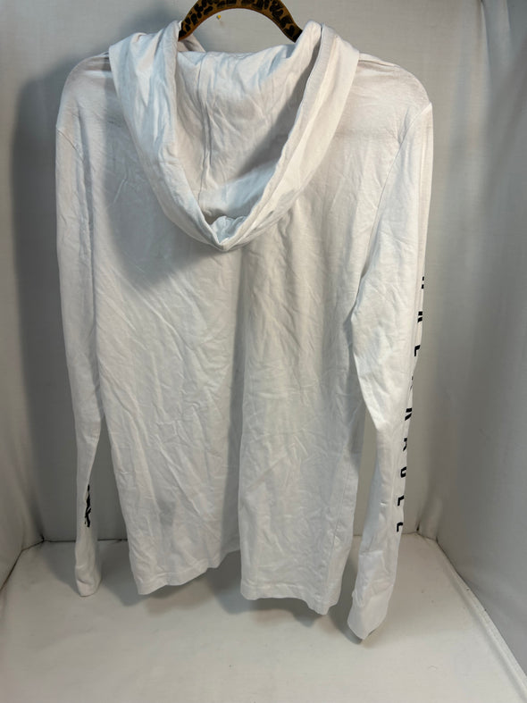 Long Sleeve Hoodie, White, Size Small