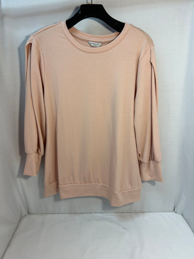 Pullover Crew Neck Top, Light Pink, Large, New With Tags