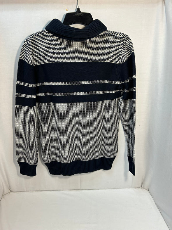 Youth Long Sleeve V-Neck Sweater, Size Large, Navy Stripe