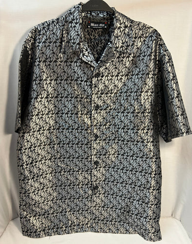 Men’s Short Sleeve Shirt, Silver/Black, Large, Nylon/Polyester
