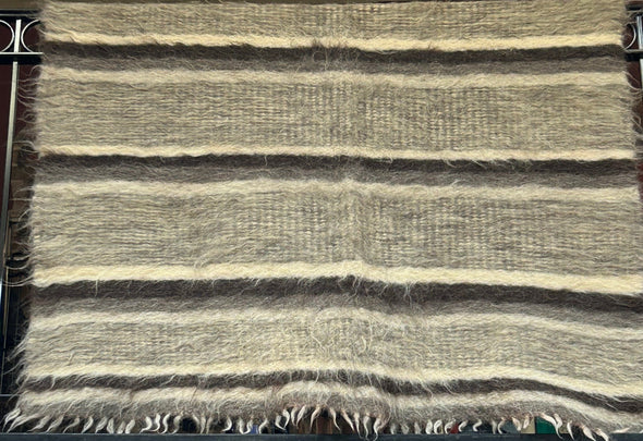 2-Tone Grey & White Wool Rug, 53" x 80"