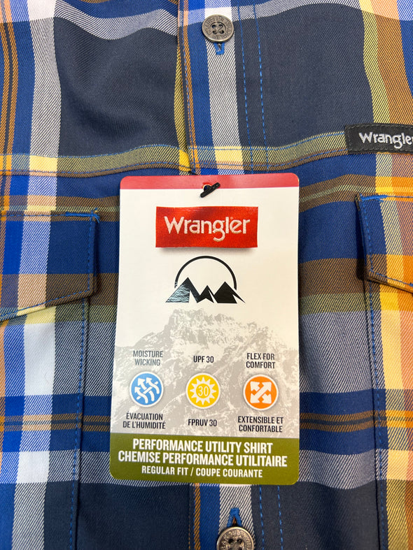 Men’s Plaid Performance Utility Shirt, Blue, Size Small