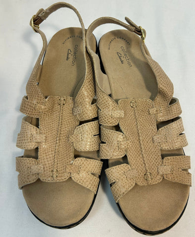 Ladies 2" Sling Back Sandals, Beige Size 8.5, NEW