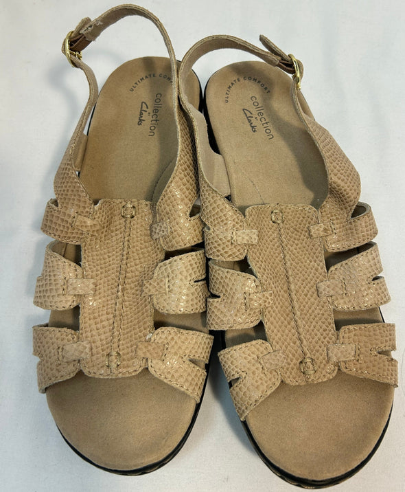 Ladies 2" Sling Back Sandals, Beige Size 8.5, NEW