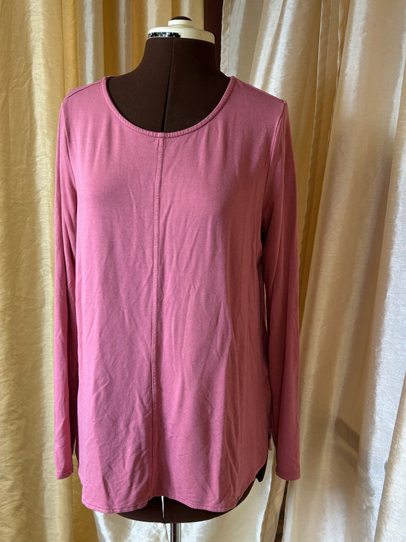 Ladies Long Sleeve Pullover Blouse, Lipstick, Medium