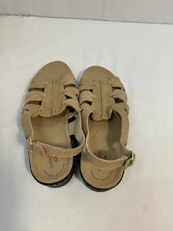 Ladies 2" Sling Back Sandals, Beige Size 8.5, NEW