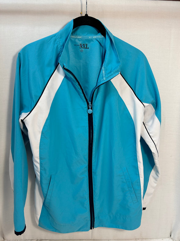 Ladies Windbreaker Running Jacket, Turquoise/White, Med,