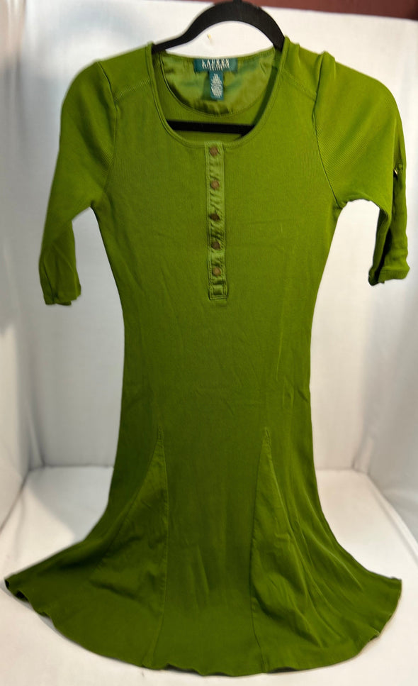 Ladies Adjustable Short Sleeve Dress, Green, Size Small