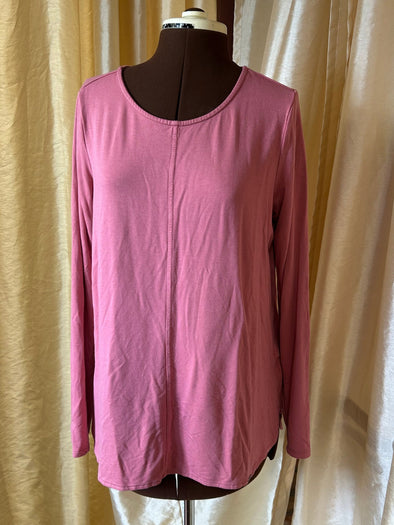 Ladies Long Sleeve Pullover Blouse, Lipstick, Medium