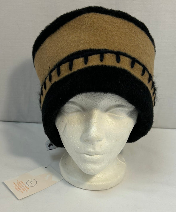Women’s Winter Hat, Two Tone Taupe/Green, Size Large
