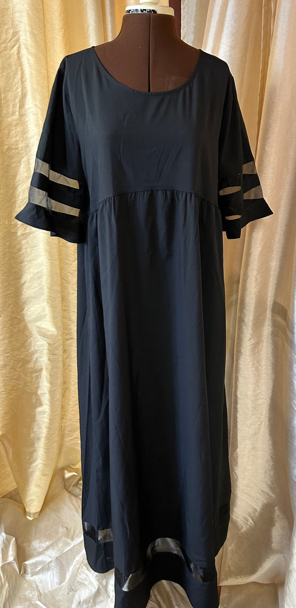 Maxi Bell Sleeve Dress, Black, Size 16, Polyester Blend, NEW