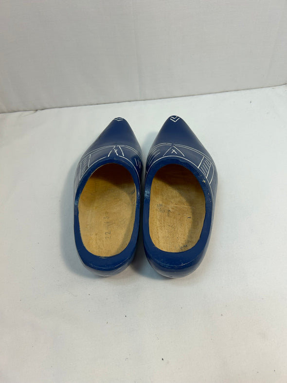 Dutch Wooden Shoes, Painted Blue/White Approximately Size 8