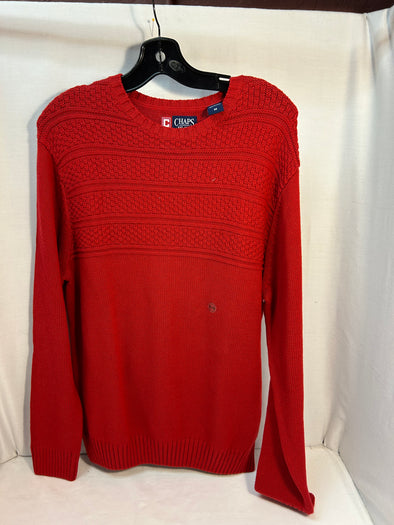 Men’s Crew Neck Cotton Sweater, Red, Size Medium, NEW