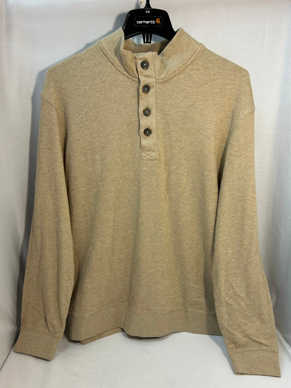 4 Button Front Henley Men’s Top, Beige, Size XL, New