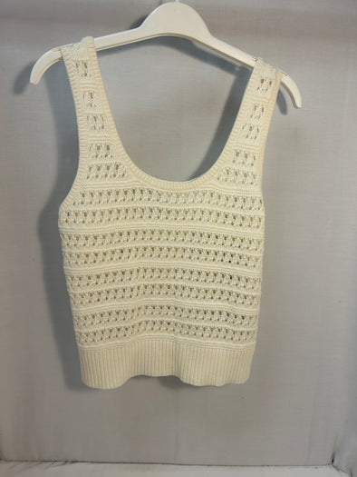 Ladies Crafter Cream Colour Crochet Knit Top, Size Med, NEW