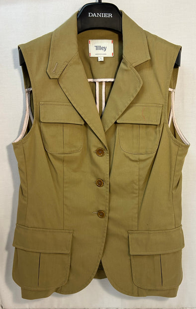 Women's Outdoor Sleeveless Vest, Khaki Green, Size 10
