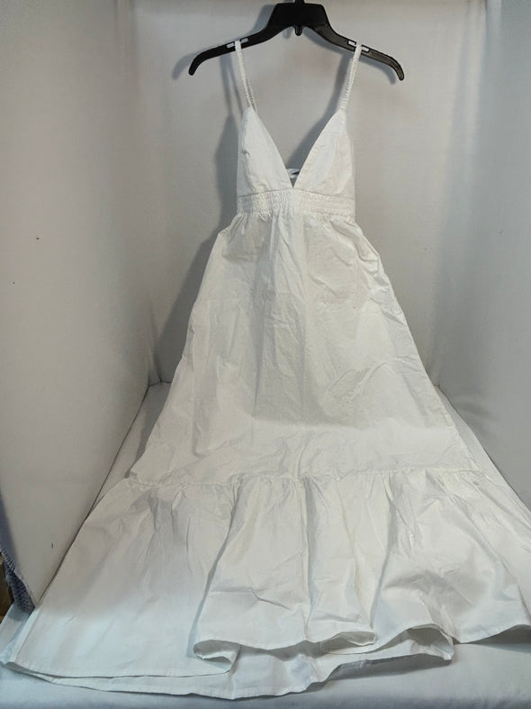 Slip Style Tiered Maxi Sundress, White, Size Small, 100% Cotton