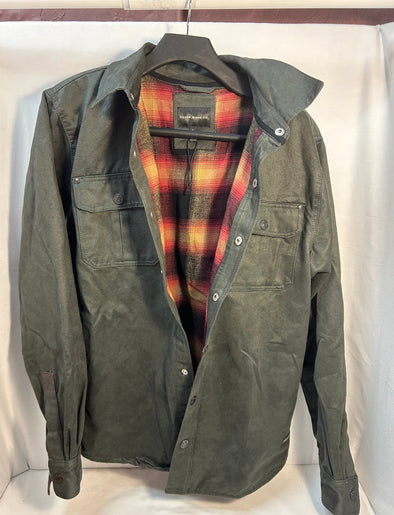Unisex Flannel Lined Shirt/Jacket, Grey/Plaid Lining, Size Large
