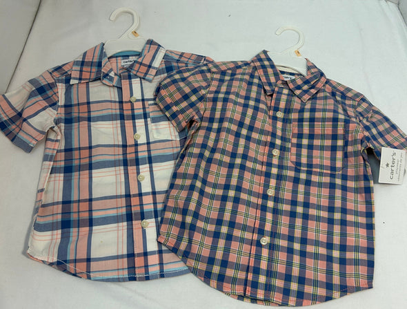 2 Toddler Plaid Shirts, Size 2T, NEW