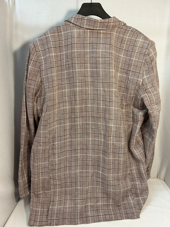 Women's Brown/Taupe Plaid Double Breasted Blazer, Size 16