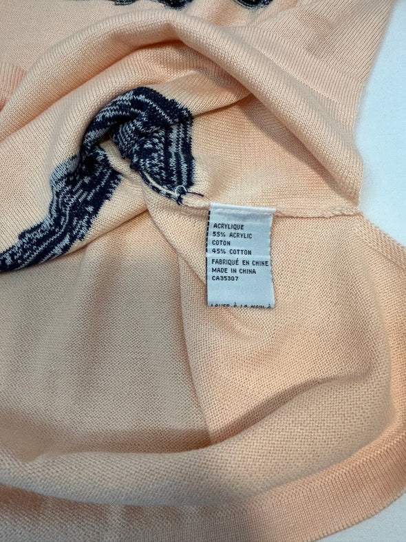 Ladies Short Sleeve Sweater, Peach, Size Small