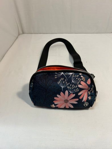 Ladies Purse/Makeup Bag, Black Floral Print, 5" x 8.5" NEW