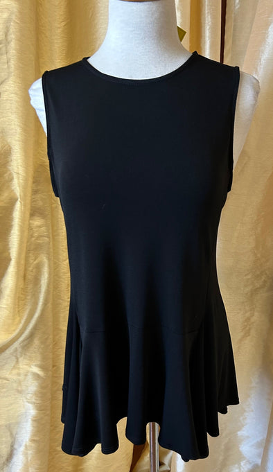 Ladies Asymmetric Black Sleeveless Top, Size Large, NEW