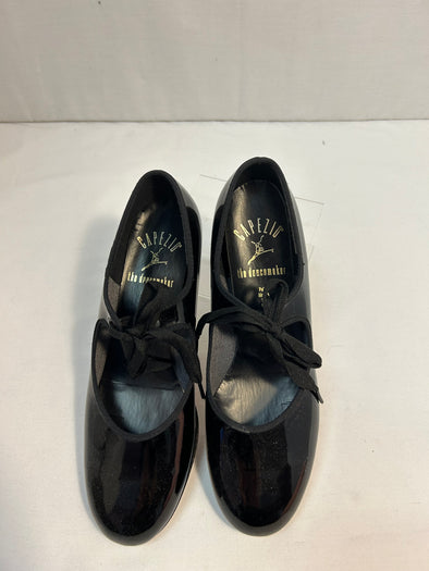 Classic Tie-Tap Dance Shoes, Black Patent, Size 7.5,