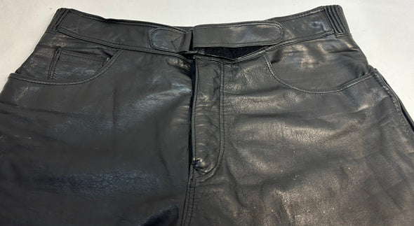 Men’s Vintage Leather Biker Pants, Black, Size Medium/Large